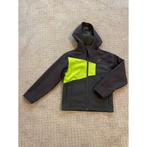 Vertical 9 Gray & Neon Green Zip Up Hooded Soft Shell Jacket